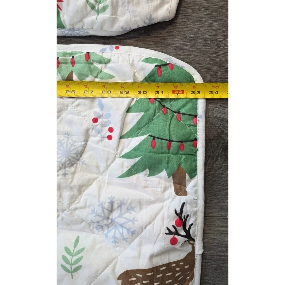 Home Fashions King Set of 2 Quilted Pillow Shams White Reindeer Christmas Tree
